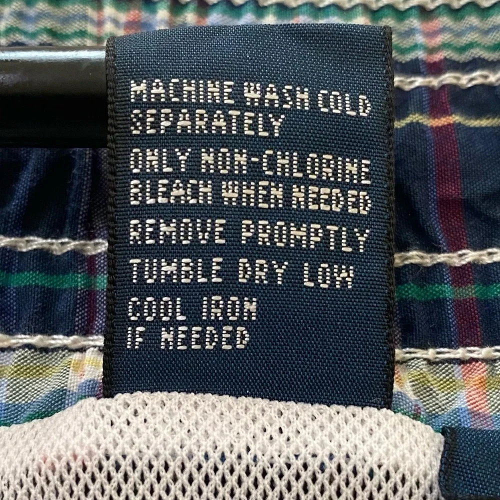 Polo by Ralph Lauren Mens Size XXL Plaid Blue Drawstring‎ Waist Swim Trunks